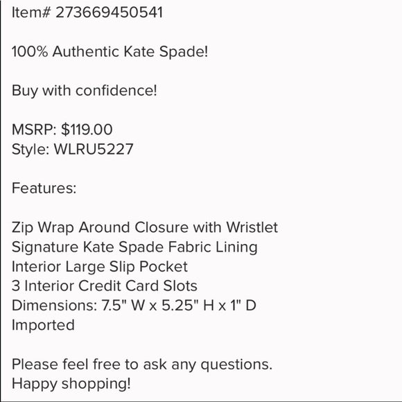 Kate Spade ♠️ Light Walnut Wristlet - Picture 3 of 6